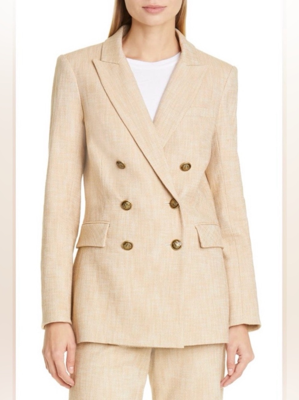 Veronica Beard Double-Breasted Beige Blazer Jacket size 0